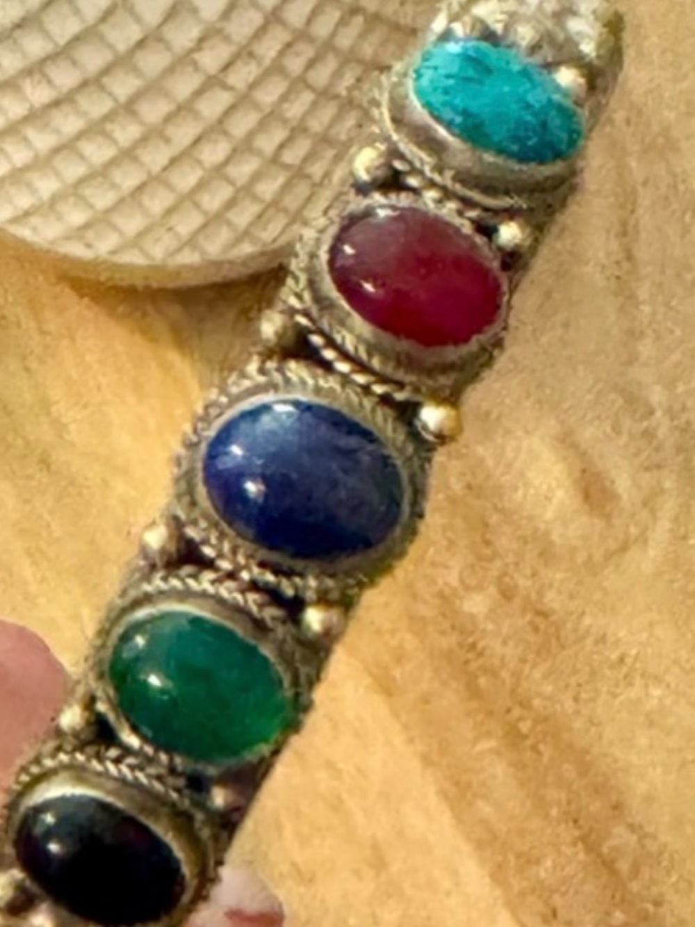 Free People Multicolor Cabochon Stone Bracelet - Blue, Teal, Red, Green, Black